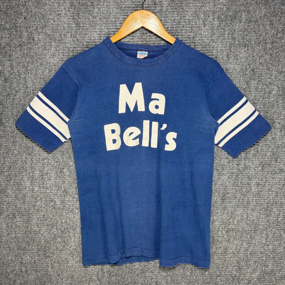 Vintage 70s Champion Blue Bar Ma Bell Jersey T-Shirt Blue Cotton Large